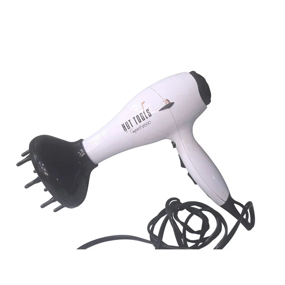 Hot Tools Tempest 2000 Ionic Hair Dryer White‎ HTBW04 with 3 Attachments